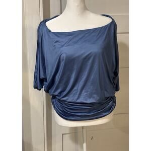 Inc Deep Cornflower Blouse With Elastic Waist Size M MSRP $59.50